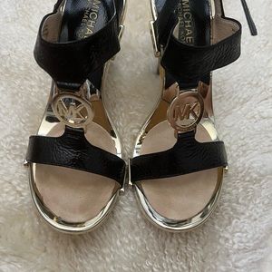 Authentic Vintage Michael Kors Black and gold gently worn heels.